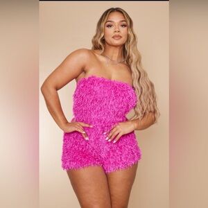 Shape Pink Faux Feather Romper
